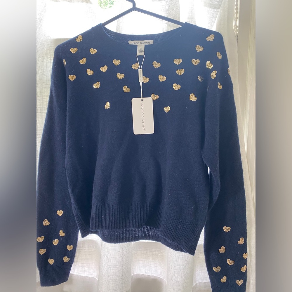 NWT AUTUMN CASHMERE GOLD HEART SWEATER